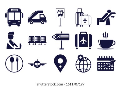 bundle of airport set icons vector illustration design