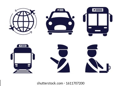 bundle of airport set icons vector illustration design