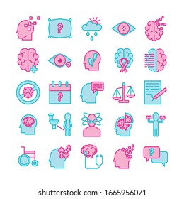 bundle of alzheimer set icons vector illustration design