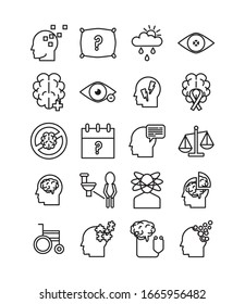 bundle of alzheimer set icons vector illustration design