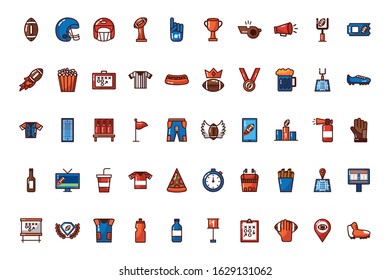 bundle of american football set icons vector illustration design