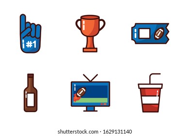 bundle of american football set icons vector illustration design