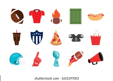 bundle of american football sport icons vector illustration design