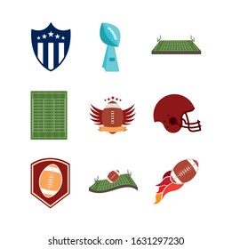 bundle of american football sport icons vector illustration design