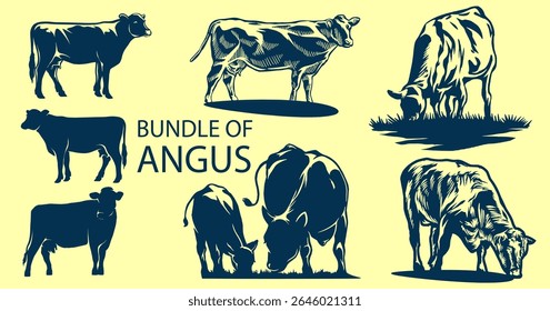 Lote de Angus Cow Ranch Vetor Design