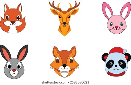 bundle of animal head on white background