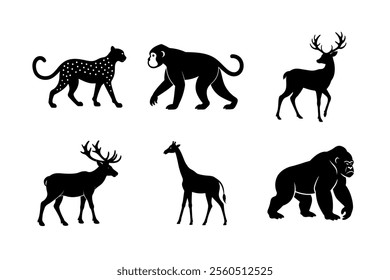 Bundle of animals cheetah, chimpanzee, deer, elk, giraffe, gorilla