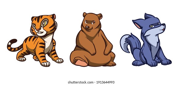 Bundle animals illustration cute style  