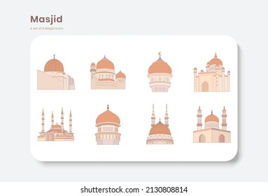 Bundle Architecture Illustration Mosque Pastel Colors