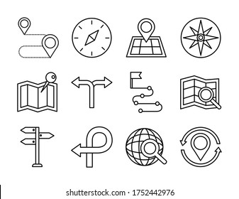 bundle of area and locations set icons vector illustration design