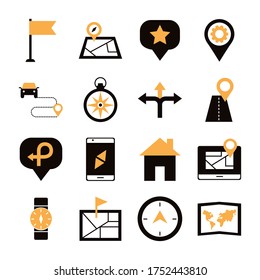 conjunto de área y ubicaciones conjunto iconos diseño de ilustración vectorial