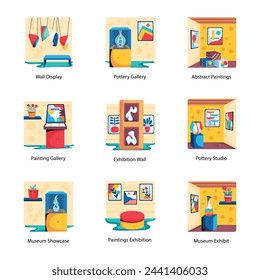 Paquete de Iconos Planos de Exposición de Arte 

