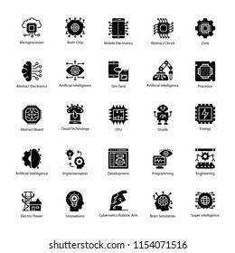 
Bundle of Artificial Intelligence Glyph Vector Icons
