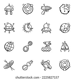 Bundle of Astronomy Hand Drawn Icons 

