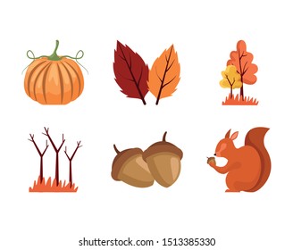 bundle of autumn season icons vector illustration design