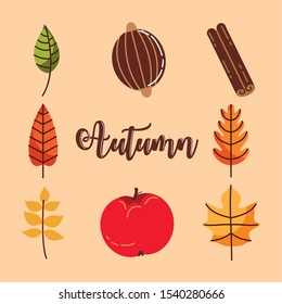 bundle of autumn season set icons vector illustration design