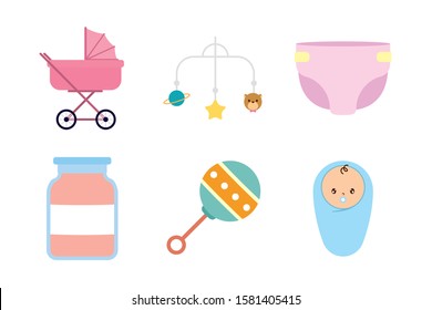 bundle of baby set icons vector illustration design