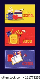 bundle of back to school posters vector illustration design