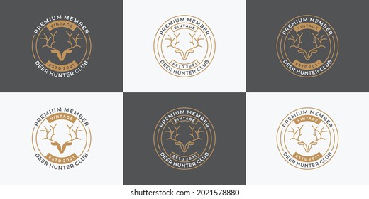 diseño retro del logo de bundle badge deer hunter