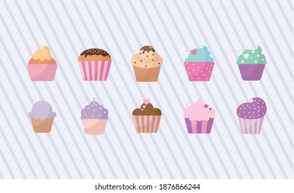 Bündel von Backupcakes-Ikonen Vektorgrafik-Design