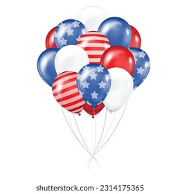 Conjunto de globos con la bandera de Estados Unidos. vacaciones 4 de julio decoración con globos