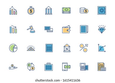 bundle of banking set icons vector illustration design