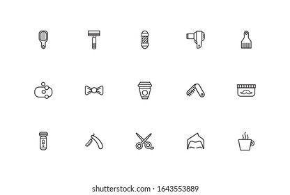 bundle of barber shop set line style icons vector illustration design