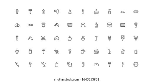 conjunto de iconos de estilo de línea de conjunto de barbería ilustración vectorial