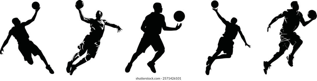 Bundle of basketball players silhouette, silhouette basketball players.