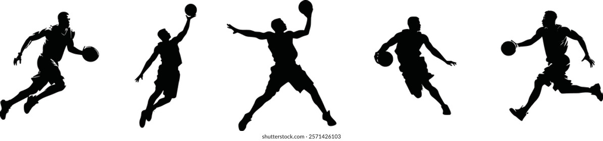 Bundle of basketball players silhouette, silhouette basketball players.