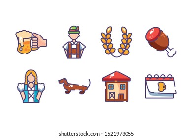 bundle bavarian festival with set icons vector illustration design