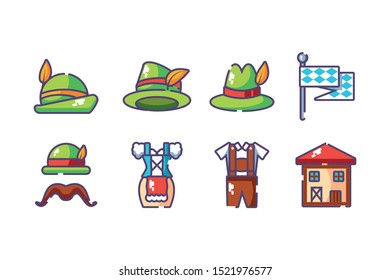 bundle bavarian festival with set icons vector illustration design