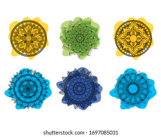 bundle of beautiful mandalas icons vector illustration design