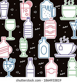 bundle of beverages pattern icons vector illustration design