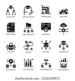 Pacote de Ícones de Estilo de Glifo de Big Data 

