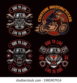 A bundle of biker-themed vector illustrations