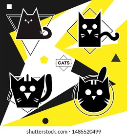 bundle black cat modern logo vector