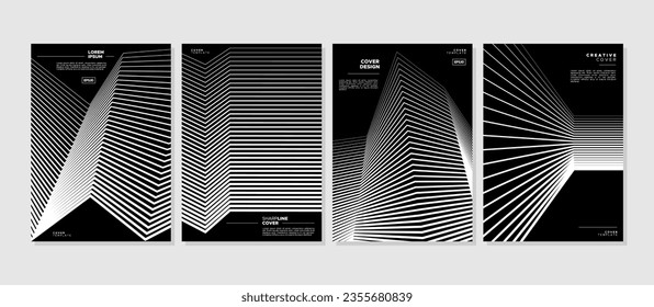 Bundle of blend line abstract A4 cover design