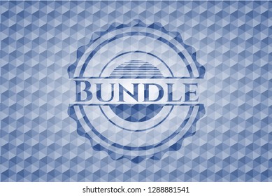 Bundle blue badge with geometric pattern background.