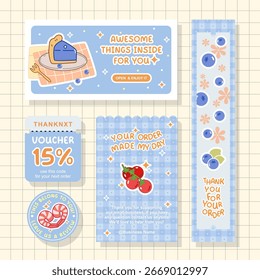 ein Bündel von blauen Thema der Dankeschön-Karte für kleine Unternehmen Schreibwaren