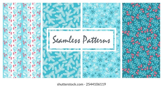 feixe, boho, conjunto, padrão, escandinavo, alegre, Natal, mão desenhada, inverno, dezembro, poinsettia, folha, entrelaçamento, holly, floco de neve, visco, retro, guirlandas, vintage, têxtil, papel de parede, bot