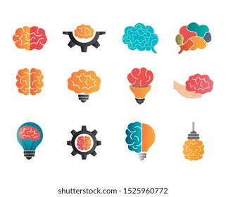 bundle of brainstorming with set icons vector illustration design