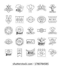 bundle of brazil independence day icons vector illustration design