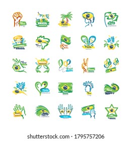 bundle of brazil independence day icons vector illustration design