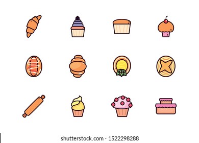 bundle bread bakery with set icons vector illustration design