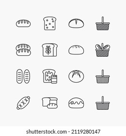 Bundle of bread flat line icons collection. simple  design vector