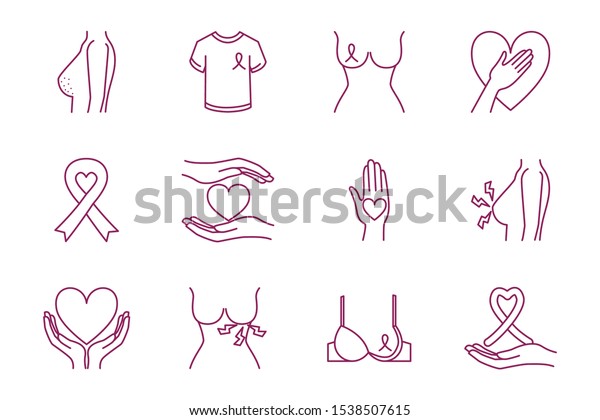 Download Bundle Breast Cancer Set Icons Vector Stock Vector Royalty Free 1538507615