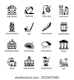 Paquete de iconos de línea británicos 


