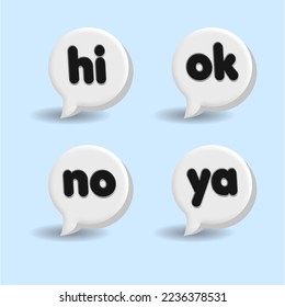 bundle of bubble speech text hi, ok, no, ya, yes, transparent, PNG, for element photo, comic, illustration