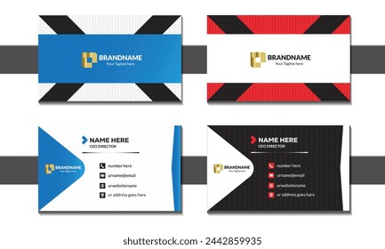 Bundle Business Card Layout with blue and red Accents